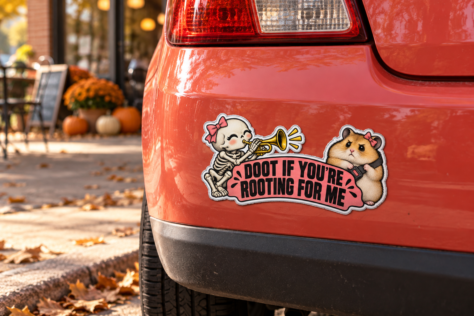 Digital placement mockup: Seasonal skeleton encouragement