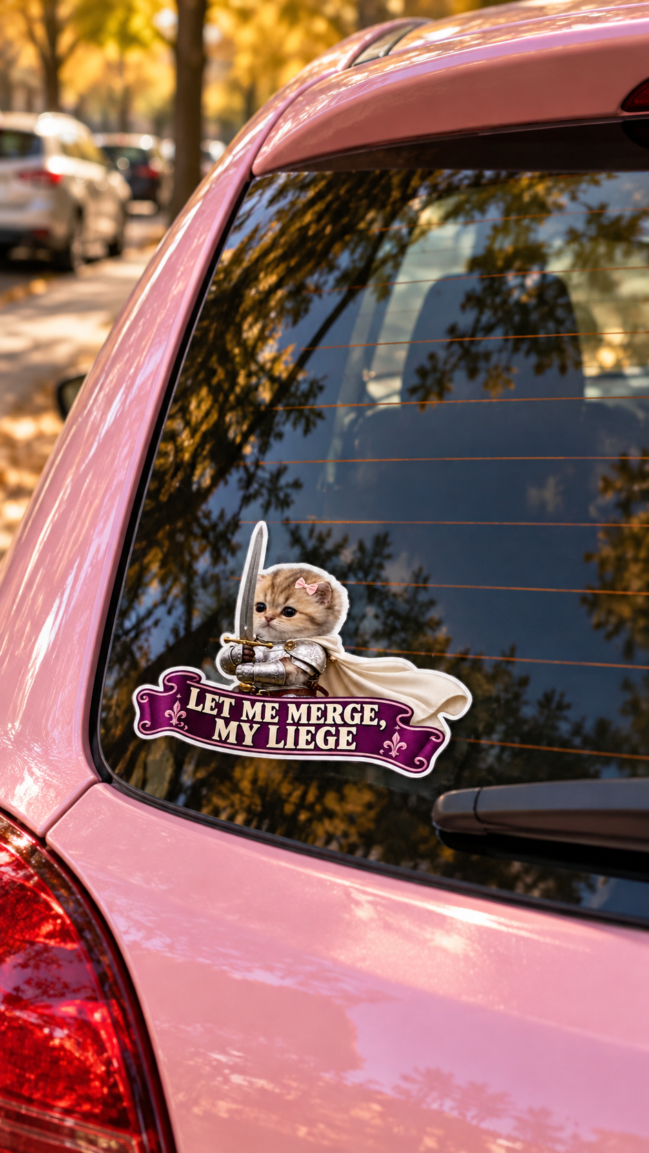 Digital placement mockup: Knight Kitten: merge my liege